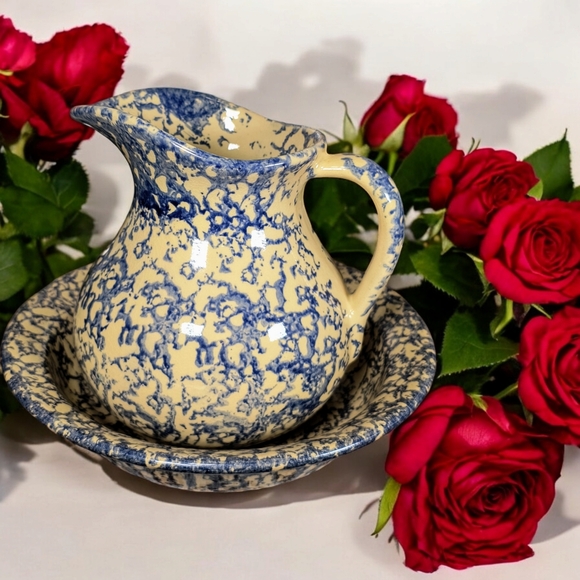 Rare Robinson Ransbottom Pitcher (Ewer) & Basin..  EXCELLENT CONDITION for age. - Picture 15 of 17